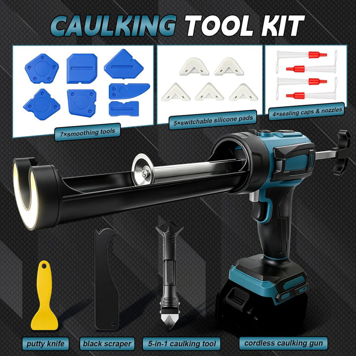 Akku Kartuschenpresse für Makita 18V, Anti-Tropf-Funktion &amp; LED-Licht, 4-stufige Geschwindigkeitsreg