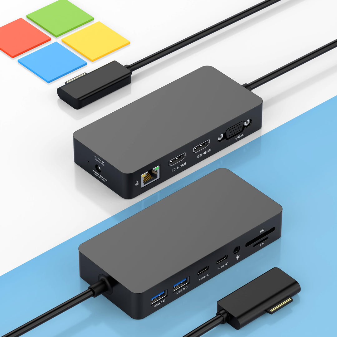 Neues Microsoft Surface Dock mit drei Displays, Dual HDMI+VGA mit Netzteil, 12-in-1-Surface-Dockings