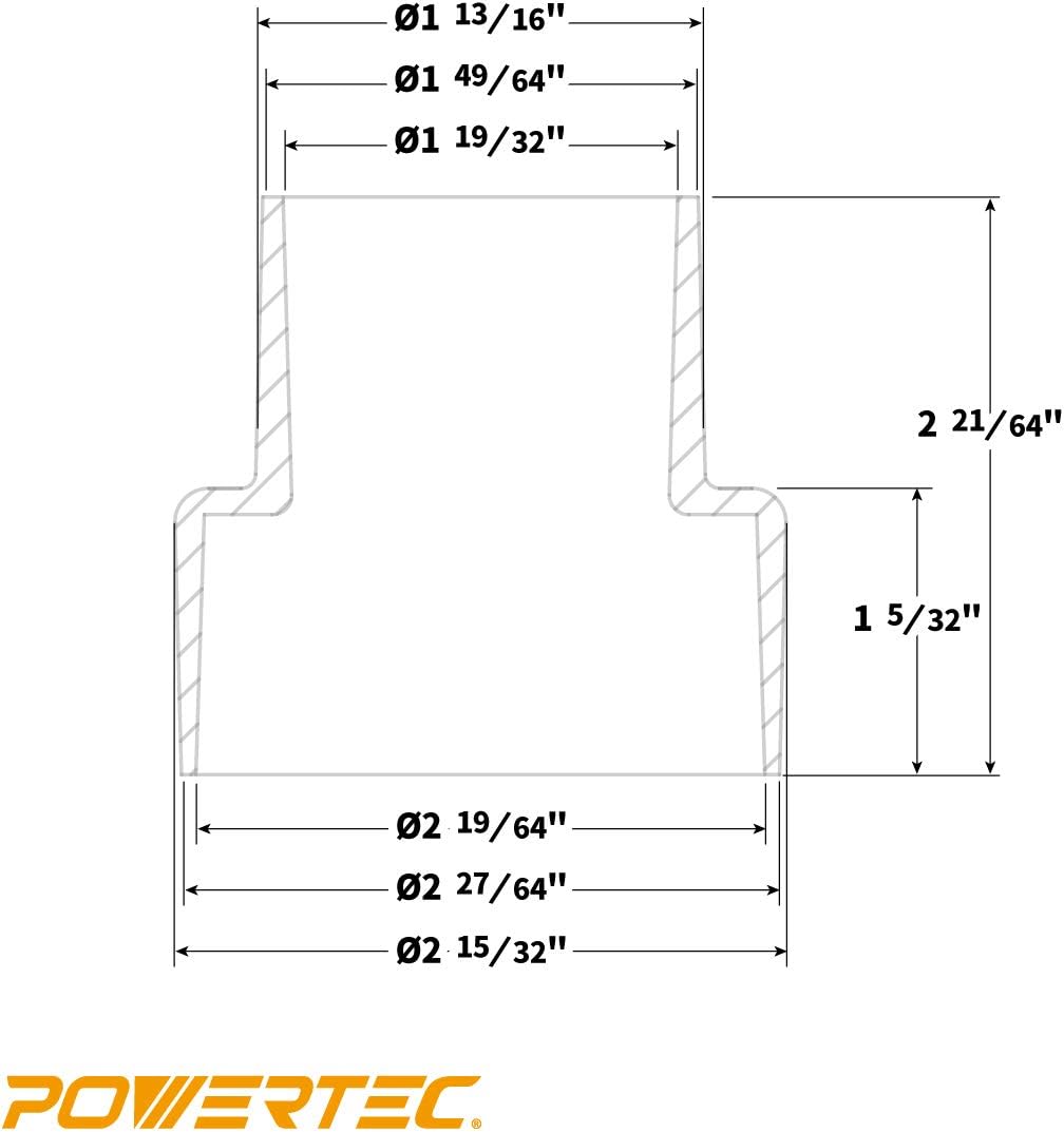 POWERTEC 70297 Modularer Schritt 4 in 1 Adapter - Shop Vac Staubsammler Schlaucharmaturen 1 Count (P