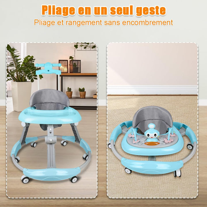 Homewell 3 in 1 Baby Lauflernhilfe Klappbar, Höhenverstellbar, Laufwagen Baby mit abnehmbarer Spiels