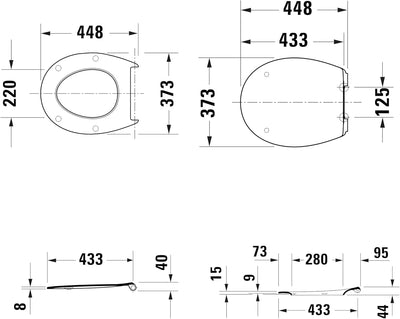 Duravit WC-Sitz Univavo, ovaler WC-Sitz, Klobrille mit doppelter Absenkautomatik, Toilettendeckel Qu