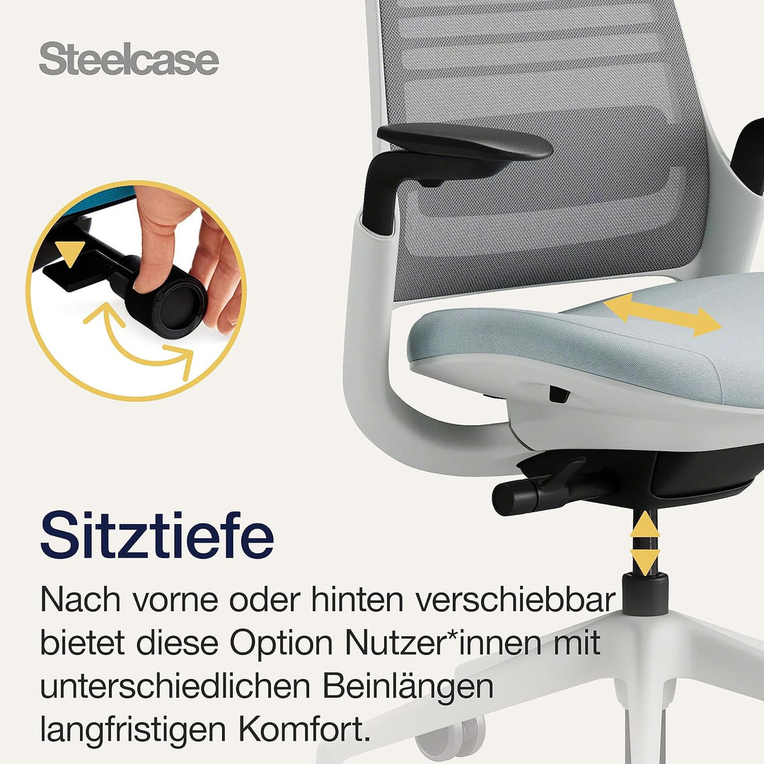 Steelcase Series 1 Ergonomischer Bürostuhl mit LiveBack Lumbalstütze und 4D-Armlehnen Sturmhorizont