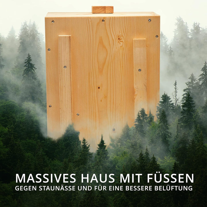 Premium Schildkrötenhaus aus 20mm Vollholz (SH3) - Wetterfest mit Boden und Schiebetür inc. verstell