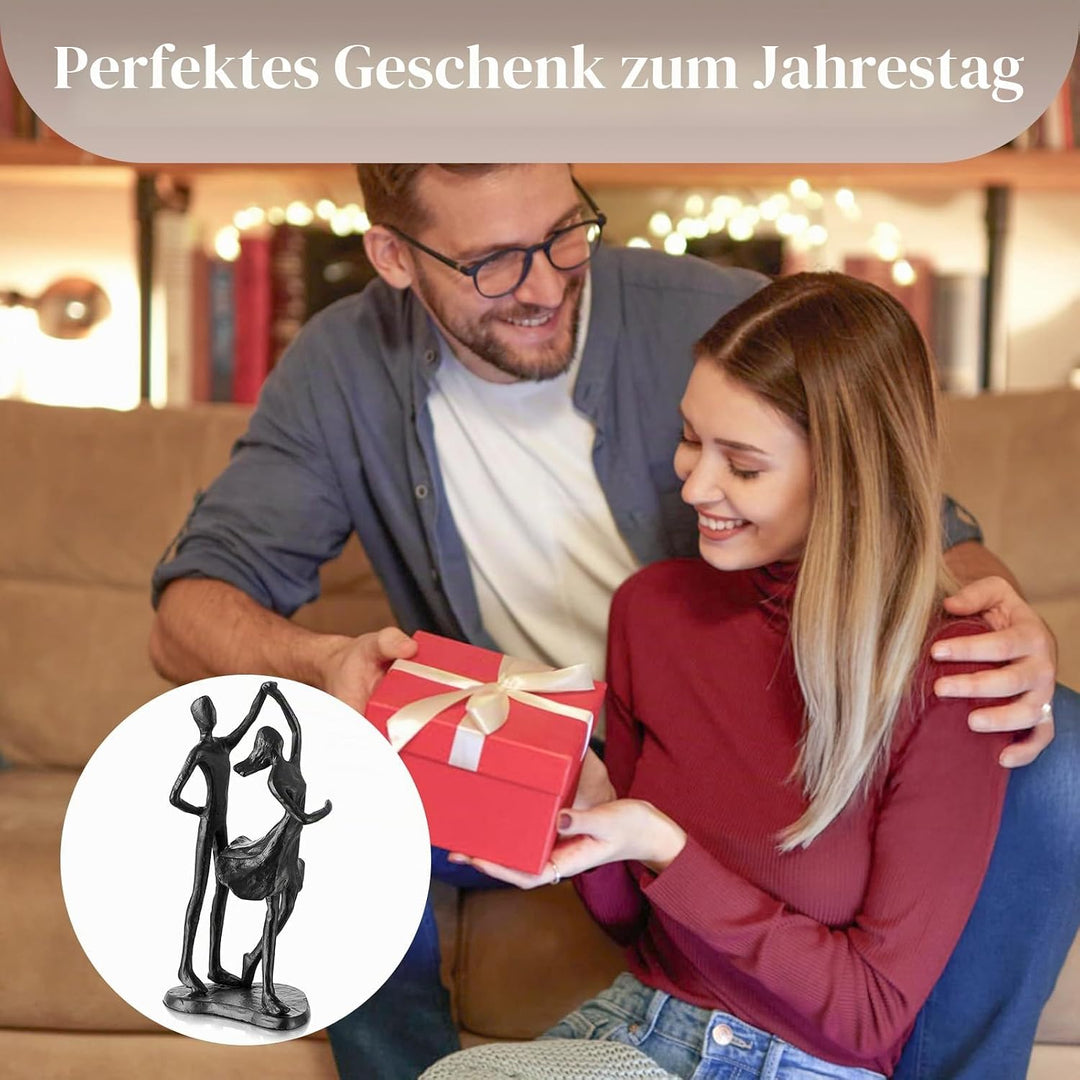 Sziqiqi Eisen 6 Jahrestag Geschenk für Paar - Schwarzes Metall Paar Skulptur Geschenke für Sie Ästhe