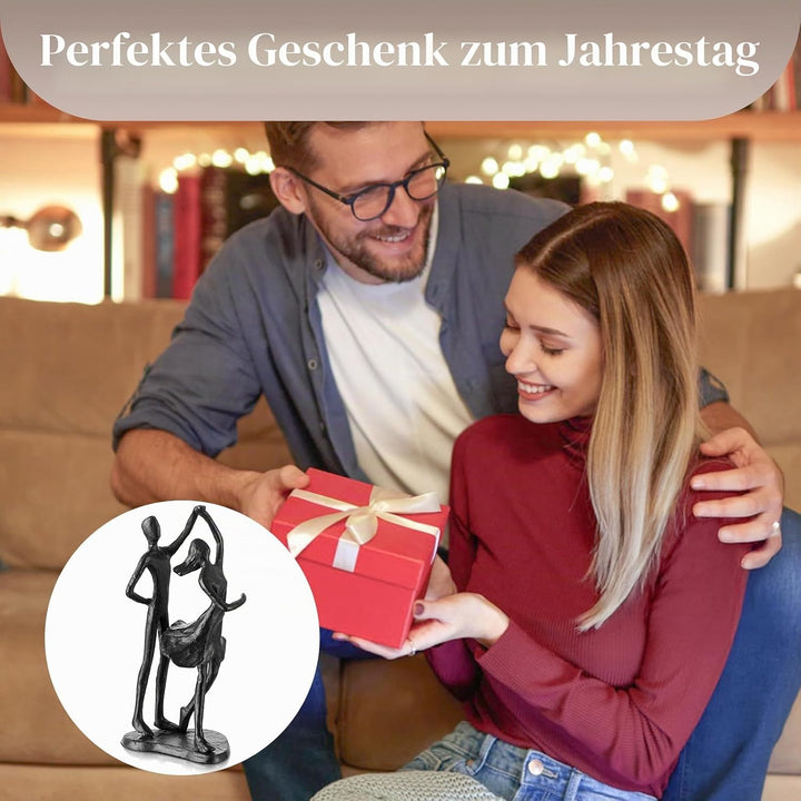 Sziqiqi Eisen 6 Jahrestag Geschenk für Paar - Schwarzes Metall Paar Skulptur Geschenke für Sie Ästhe