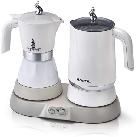 Ariete 1344 Frühstücksstation, 3 Produkte in 1: Moka-Milchaufschäumer-Heiss und Kalt, 500W, 4/2 Tass