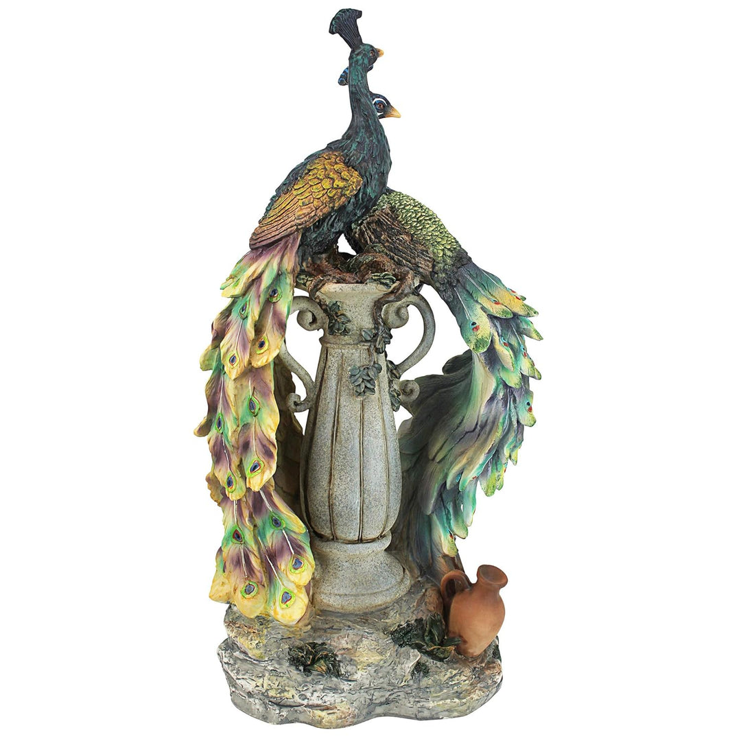 Design Toscano Pfauen im Paradies Dekostatue, Polyresin, vollfarbe, 48 cm, Pfauen im Paradies