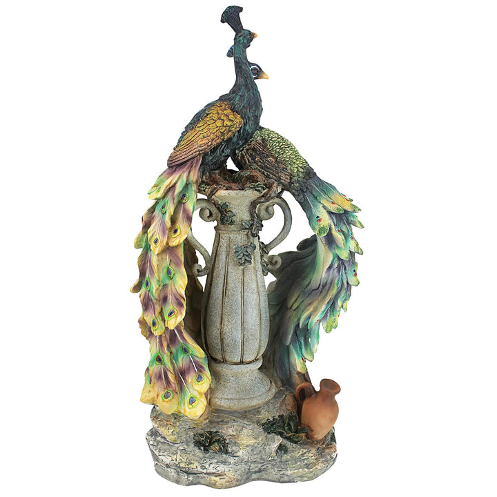 Design Toscano Pfauen im Paradies Dekostatue, Polyresin, vollfarbe, 48 cm, Pfauen im Paradies