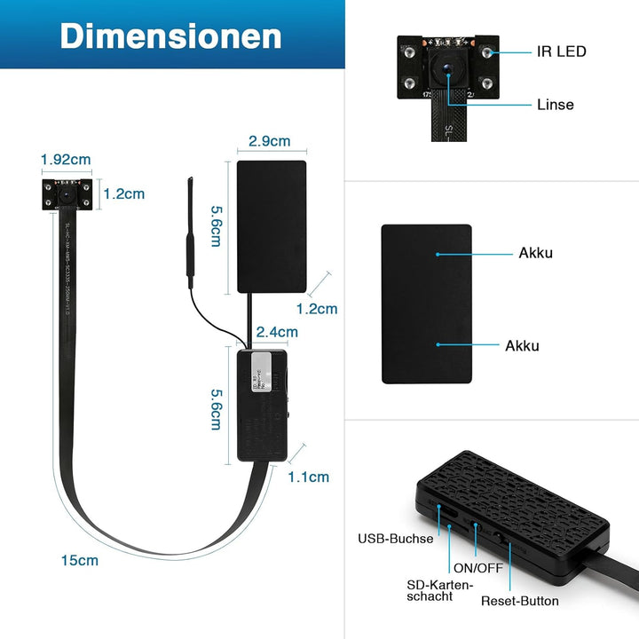WIWACAM MW5 2023-gen WLAN-Kamera 4K Ultra HD, Bewegungserkennung, Überwachungskammera-Innen, microSD