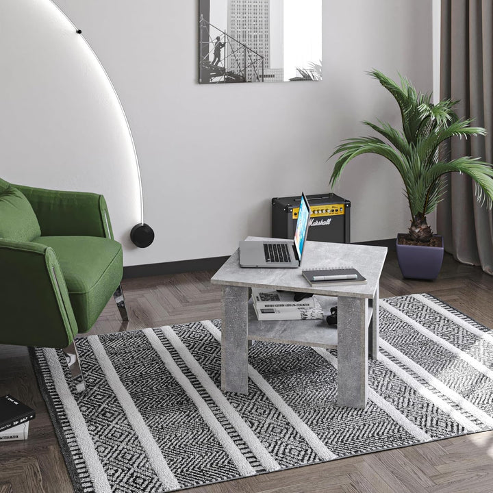 KOMTO Couchtisch Beton Vienna - Wohnzimmertisch Modern Couchtisch Holz Beistelltisch 60x60 Coffee Ta