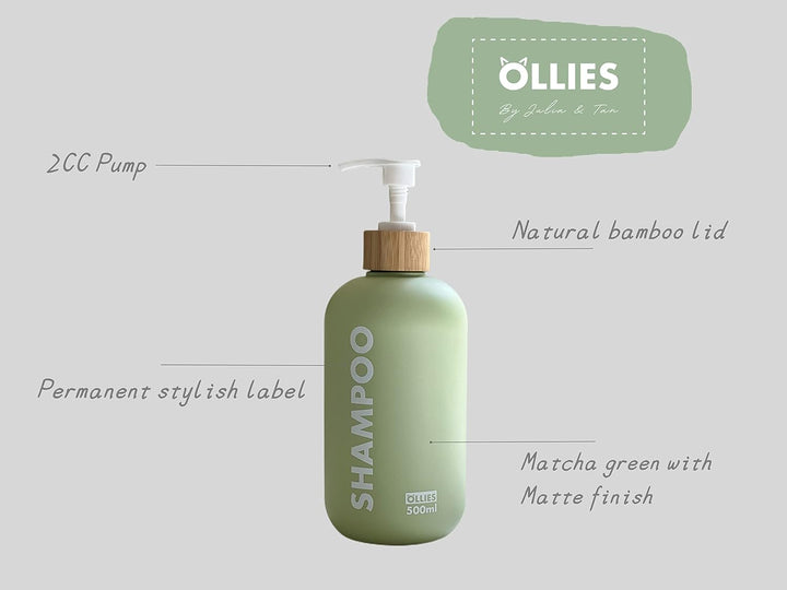 OLLIES Shampoo- und Spülungsspender, Duschseifenspender für Badezimmer, 3er-Set mit permanentem, sti