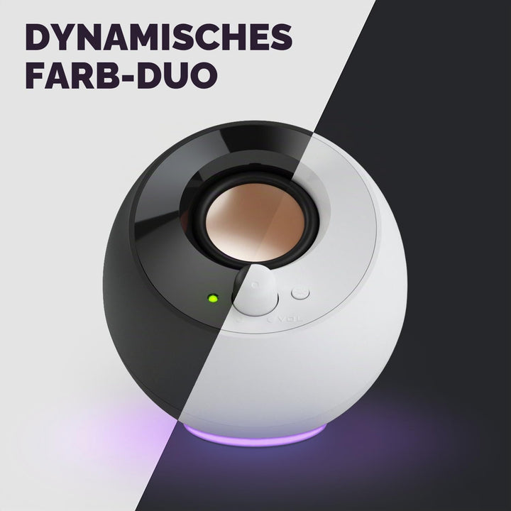 CREATIVE Pebble SE Minimalistischer 2.0 USB-C versorgter PC-Lautsprecher mit RGB-Beleuchtung, 3.5mm