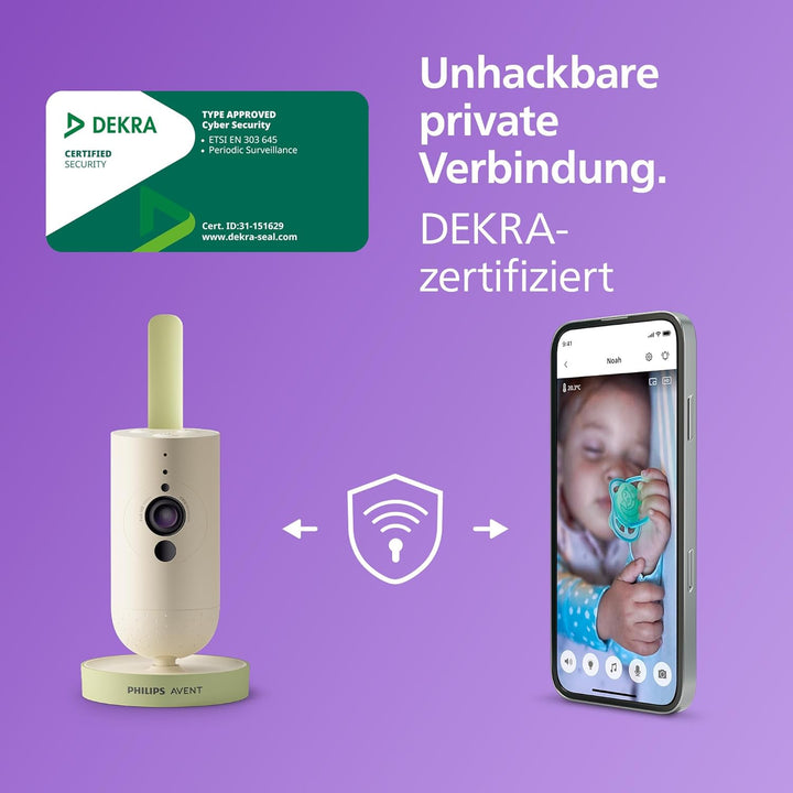 Philips Avent Connected Babykamera mit App, private und sichere Verschlüsselung, Audio, 2-facher Zoo