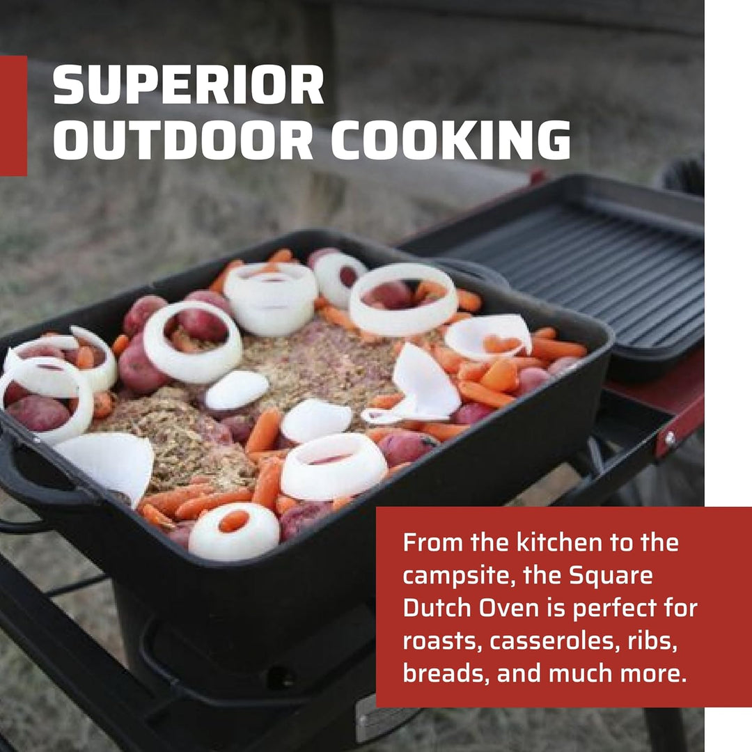 Camp Chef Quadratischer Dutch Oven, echtes gewürztes Finish, Gusseisen, 33 cm Dutch Oven
