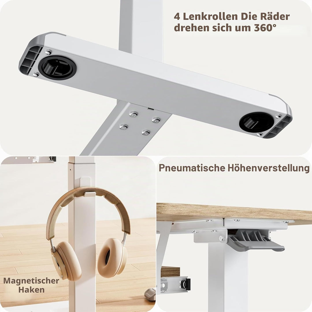 Fydeamer 68 × 50cm Mobile Standing Desk mit Tastaturablage, Höhenverstellbar Computertisch (72-109 c
