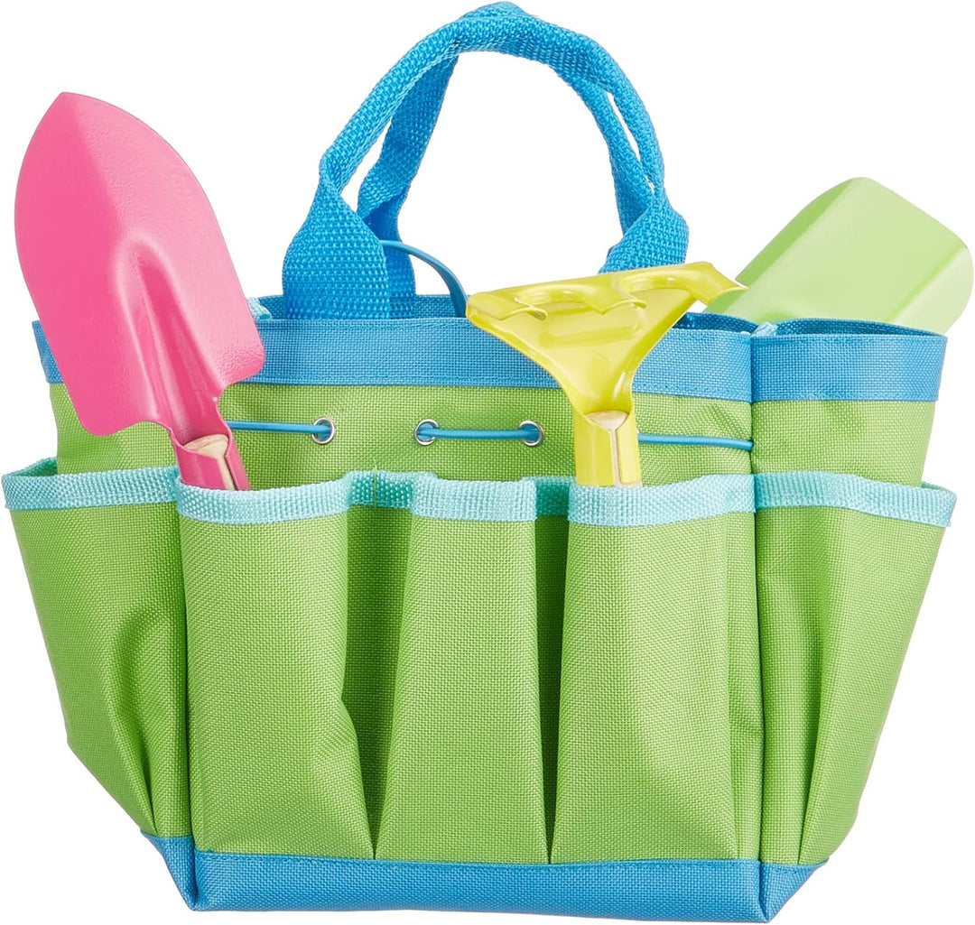 goki 63892 Gartenwerkzeug mit Tasche: L= 15,2 - 21,5 cm, Material: Holz, Textil und Metall, 5 Teile