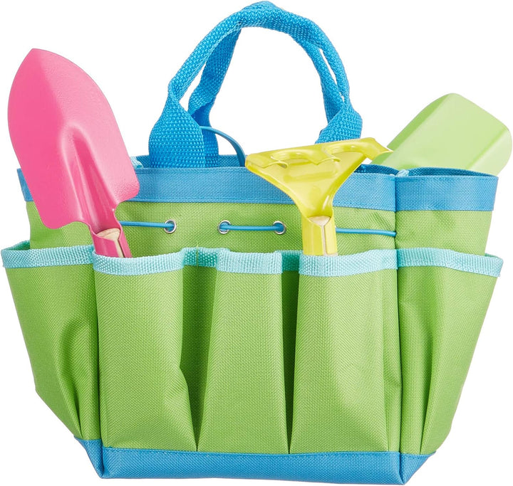 goki 63892 Gartenwerkzeug mit Tasche: L= 15,2 - 21,5 cm, Material: Holz, Textil und Metall, 5 Teile