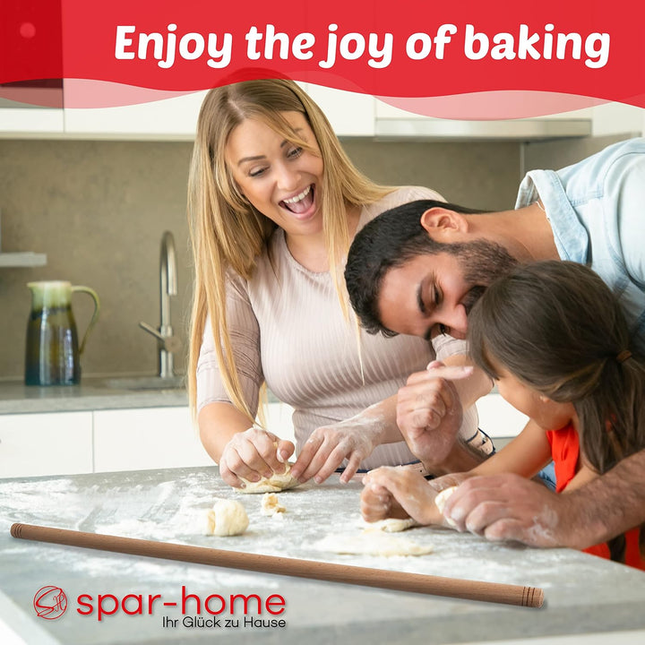 spar-home Türkisches Nudelholz - Traditionelle Teigroller aus Buchenholz Handgemachte Teigrolle aus
