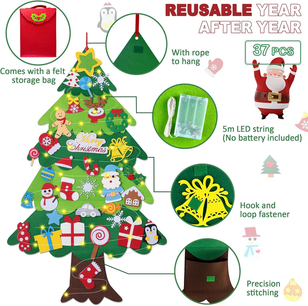 WEST STORY Filz Weihnachtsbaum für Kinder, 3.3Ft DIY Filz Tannenbaum Zum Schmücken mit 34 Ornamenten
