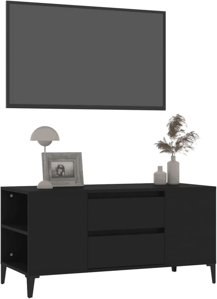 Tidyard TV Schrank Lowboard mit 4 offene Fächer und 2 Schubladen TV Möbel Fernsehschrank Fernsehtisc