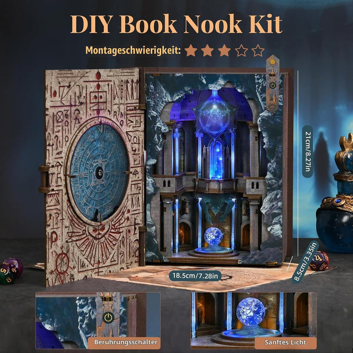 MiniCity DIY Book Nook Kit mit Einsteckbar Staubschutzplatte, Miniatur Puppenhäuser Haus Kit, Booksh