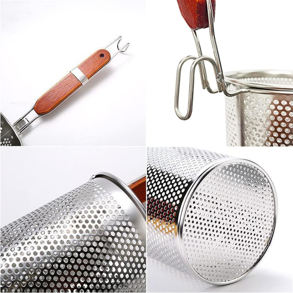 TENTA KITCHEN 2 Stück mikroperforiertes Edelstahl-Nudelsieb mit Griff,Lebensmittel-Teigtaschen-Nudel