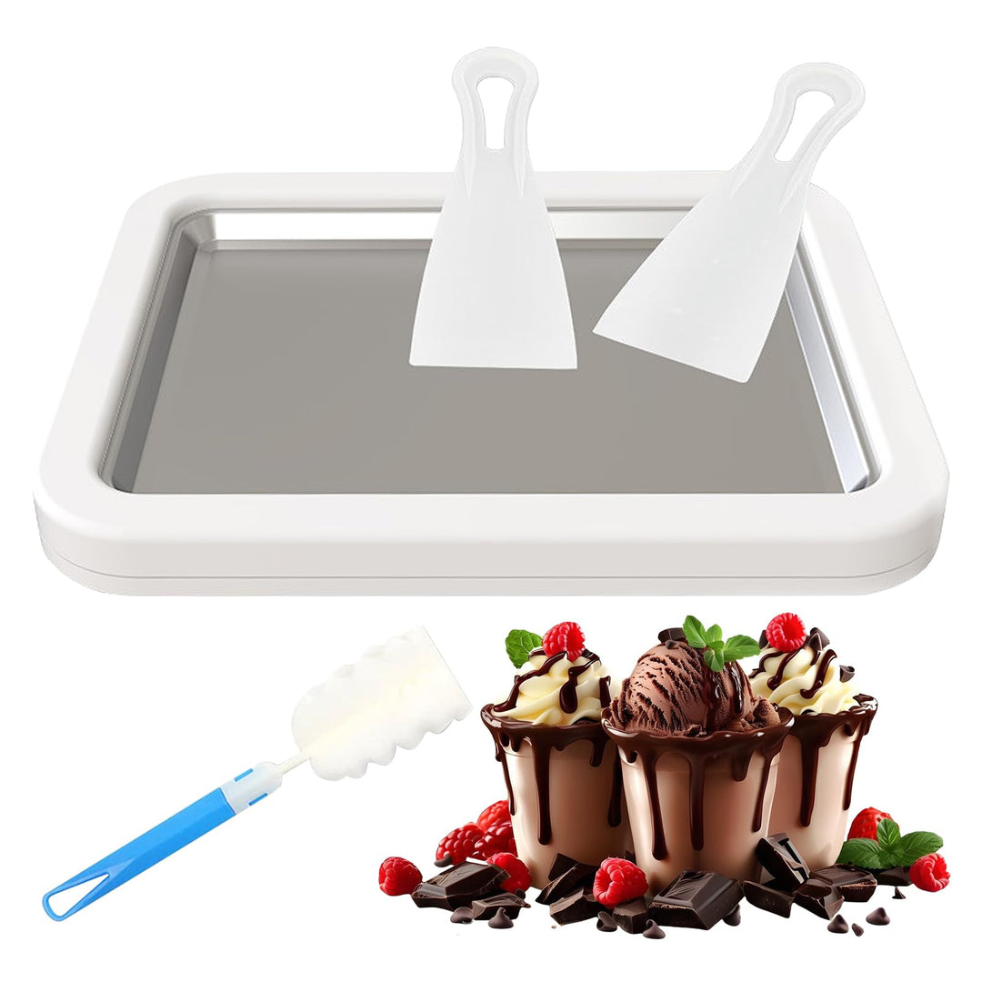 Eisplatte zum Eis Machen, Rolled Ice Cream Maker mit 2 Spateln, Eisplatte Eis Rolls mit Reinigungsbü