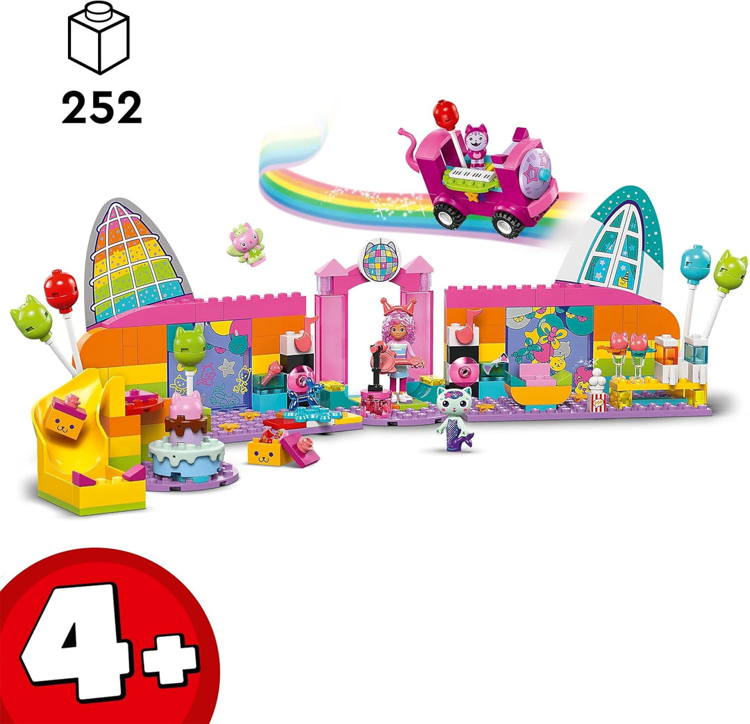 Lego 4+ Gabbys Puppenhaus Gabbys Partyraum, Disco-Spielset mit Rutsche und Tierfiguren für kreative