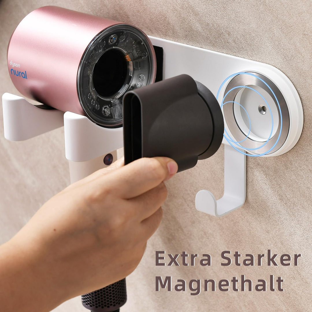Föhn Halterung, Fönhalter Weiss, Fönhalter Ohne Bohren Wandhalterung aus Aluminiumlegierung für Bade