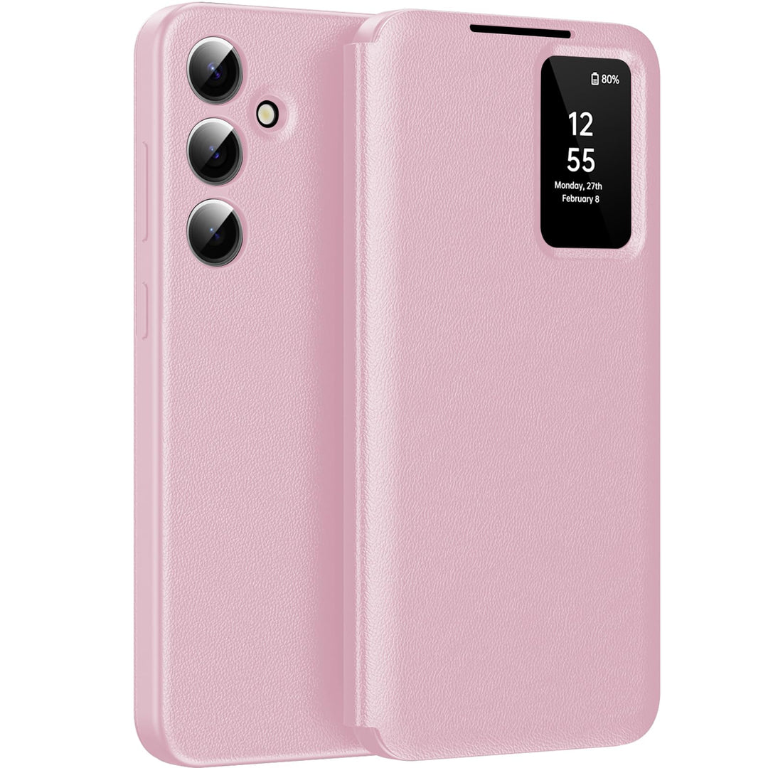 für Samsung S24 Smart View Hülle, Wallet Smartphone Case, für Samsung Galaxy S24 Handyhülle Clear Vi
