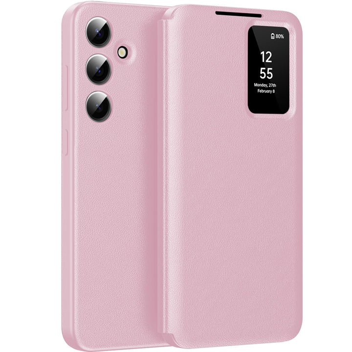 für Samsung S24 Smart View Hülle, Wallet Smartphone Case, für Samsung Galaxy S24 Handyhülle Clear Vi