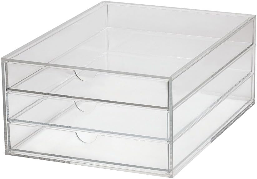 MAUL Schubladenbox A4 aus Acryl | Schreibtisch Organizer mit 3 Fächern zur Aufbewahrung von Papier,