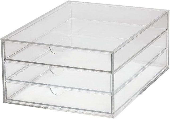 MAUL Schubladenbox A4 aus Acryl | Schreibtisch Organizer mit 3 Fächern zur Aufbewahrung von Papier,