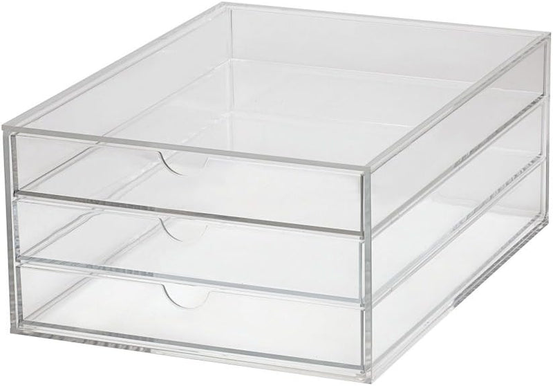 MAUL Schubladenbox A4 aus Acryl | Schreibtisch Organizer mit 3 Fächern zur Aufbewahrung von Papier,