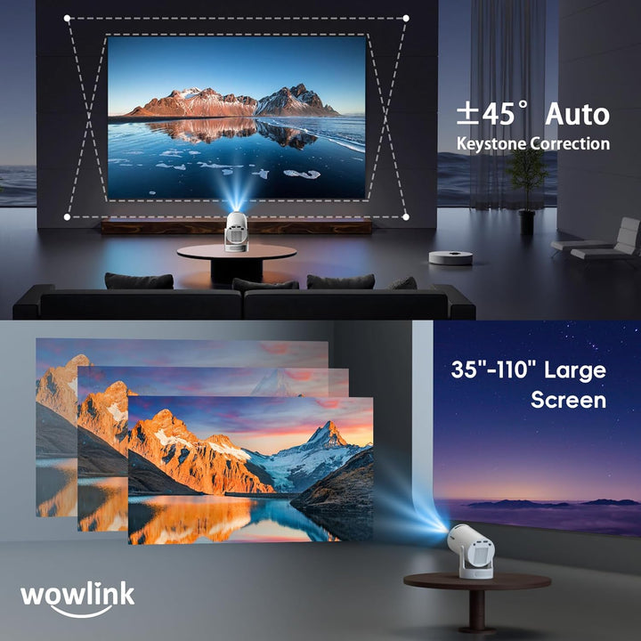 Mini Beamer Unterstützt 4K 1080P, Projektor Tragbarer mit WiFi 6 und Bluetooth 5.4, Beamer Klein Pro