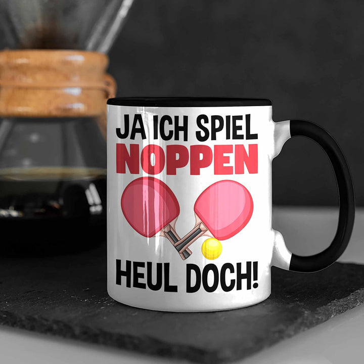Trendation - Tischtennis Tasse Geschenk Grafik Tischtennis-Spieler Geschenkidee Spruch Lustig Ja Ich