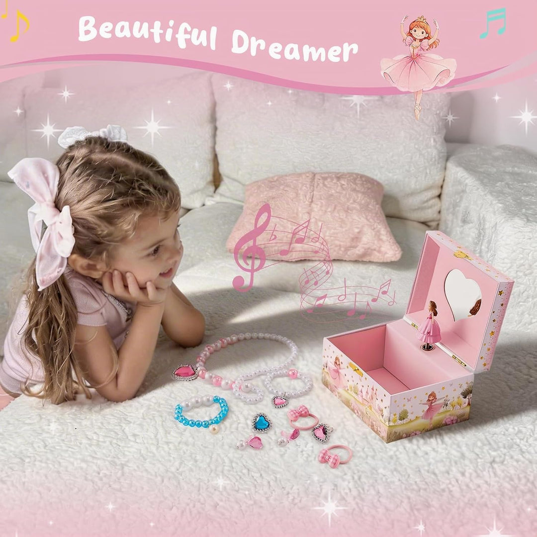 ProCase Kinder Musik Box Schmuckkästchen mit Spieluhr Princess, Schmuckschatulle mit Melodie für Mäd