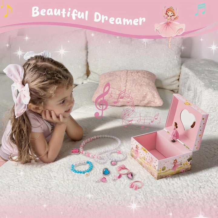 ProCase Kinder Musik Box Schmuckkästchen mit Spieluhr Princess, Schmuckschatulle mit Melodie für Mäd
