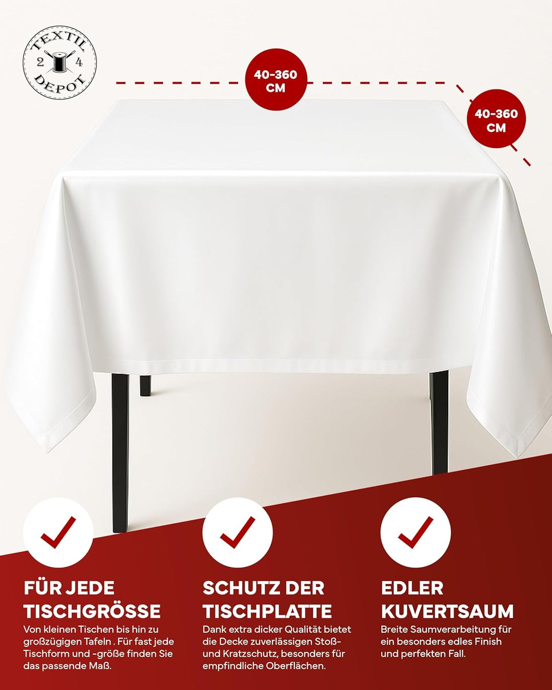 texpot Gartentischdecke 130 x 300 cm in Weiss mit Leinen Optik Lotuseffekt Fleckschutz Bügelfrei Tis