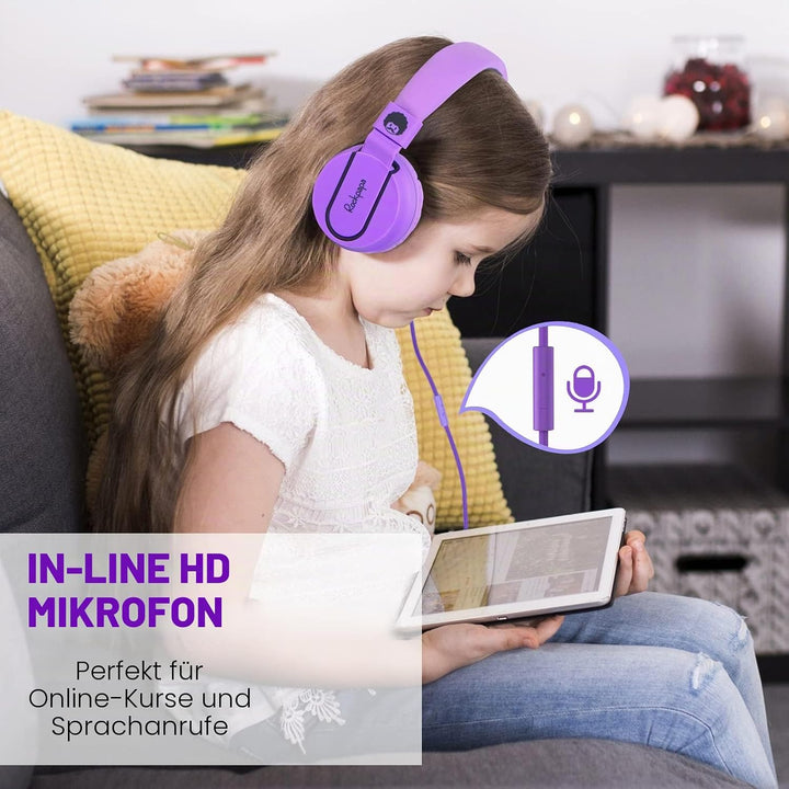 Rockpapa 952 Kinder Kopfhörer mit Kabel, Kopfhörer Kinder Mädchen, HD Mikrofon, Klinke 3.5 mm, Faltb