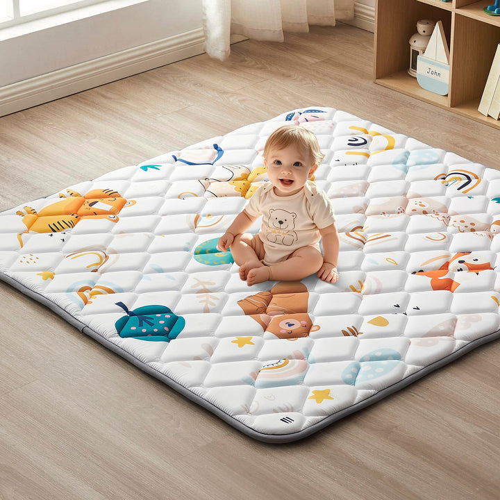 Krabbeldecke Für Baby 110 X 110CM, Krabbelmatte Babymatte Faltbar, Weich und Rutschfest Spielmatte b