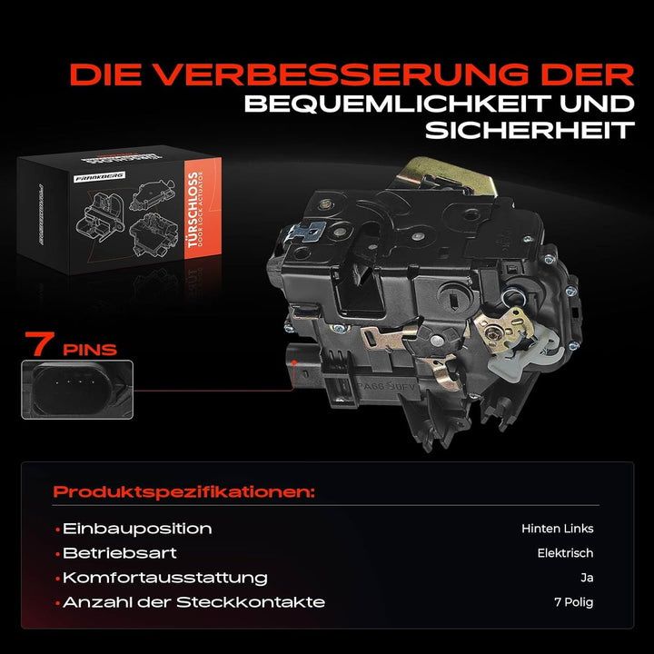 Frankberg Türschloss Stellmotor Hinten Links 7-Polig Kompatibel mit A6 4B2 C5 Limousine 1997-2005 Al