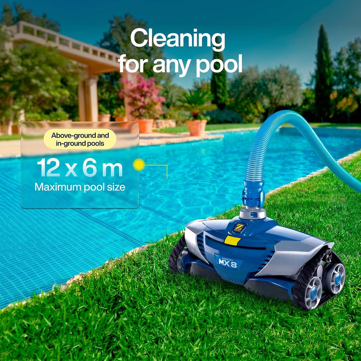 Zodiac Hydraulischer Poolreiniger MX8, Boden und Wände, Raupenantrieb, Für Becken bis max. 12 x 6 m,