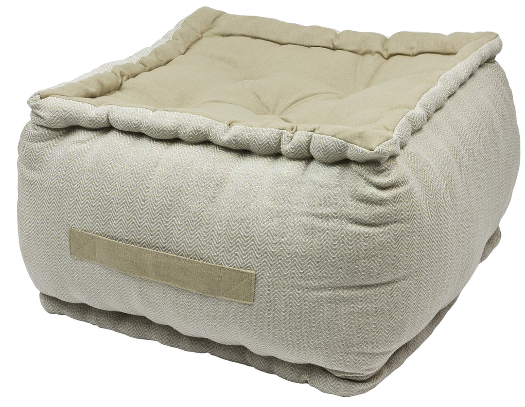 Alphadeco Dickes Bodenkissen Zickzack Webmuster - 25cm hoch - Pouf - Ottoman - Hocker - 40x40x25cm -