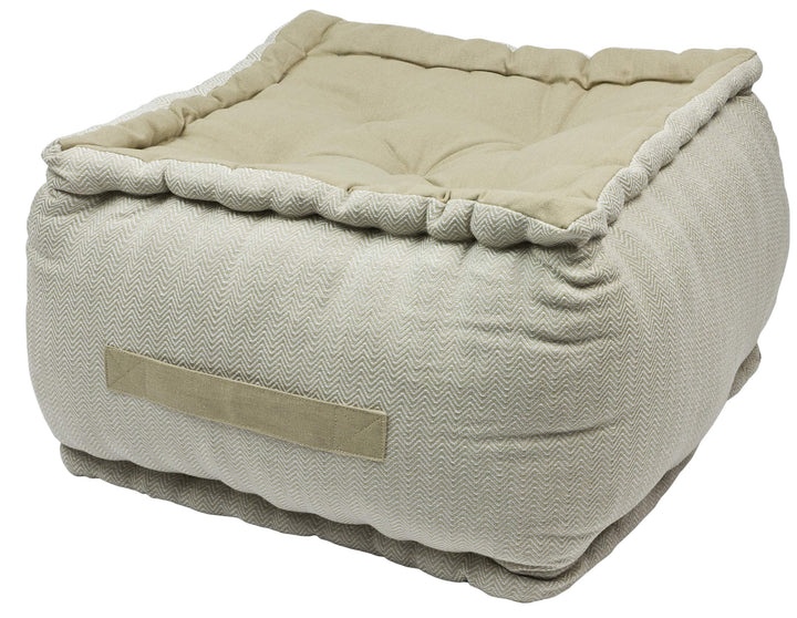 Alphadeco Dickes Bodenkissen Zickzack Webmuster - 25cm hoch - Pouf - Ottoman - Hocker - 40x40x25cm -