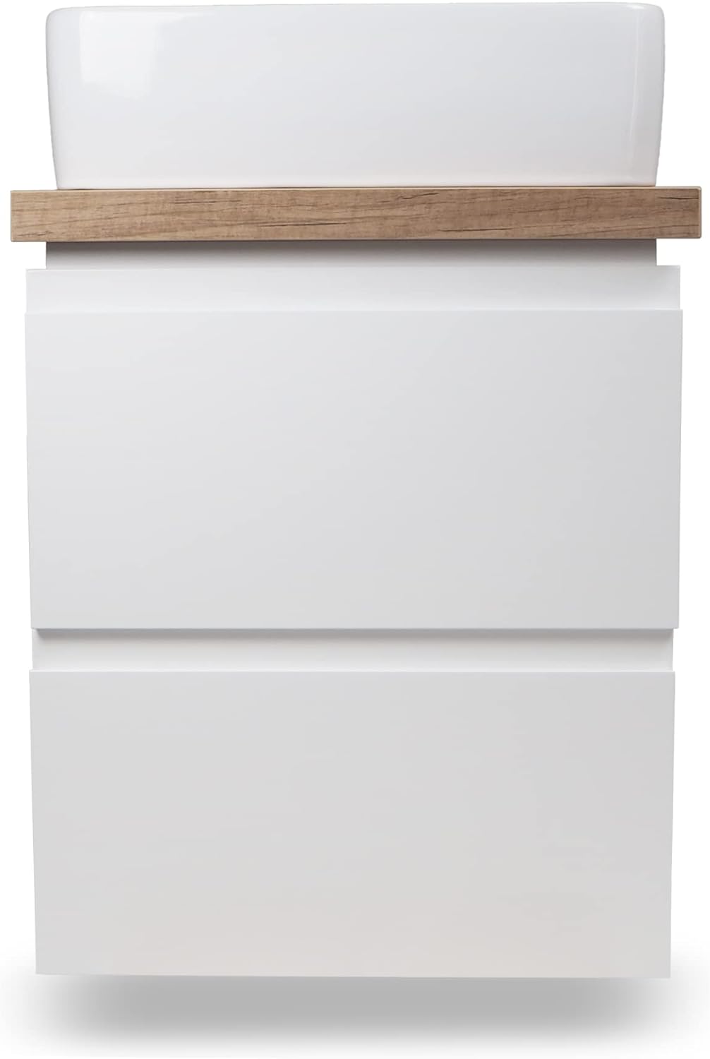 VBChome Badmöbel 50x40 cm Weiss Aufsatzwaschbecken mit Hahnloch 49x38 cm Aufsatzwaschtisch Waschbeck