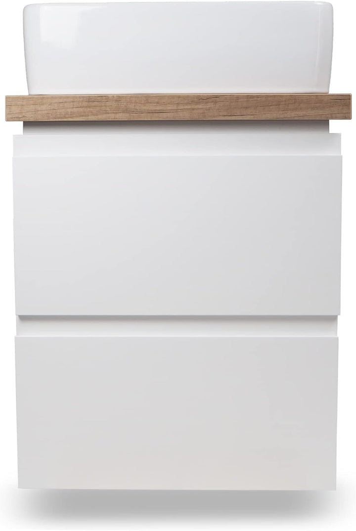 VBChome Badmöbel 50x40 cm Weiss Aufsatzwaschbecken mit Hahnloch 49x38 cm Aufsatzwaschtisch Waschbeck
