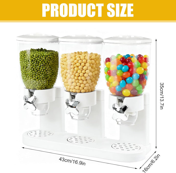 Cereal Dispenser 2L Dreifacher Müsli Verteiler für die Arbeitsplatte, Müslispender 3er Set Luftdicht