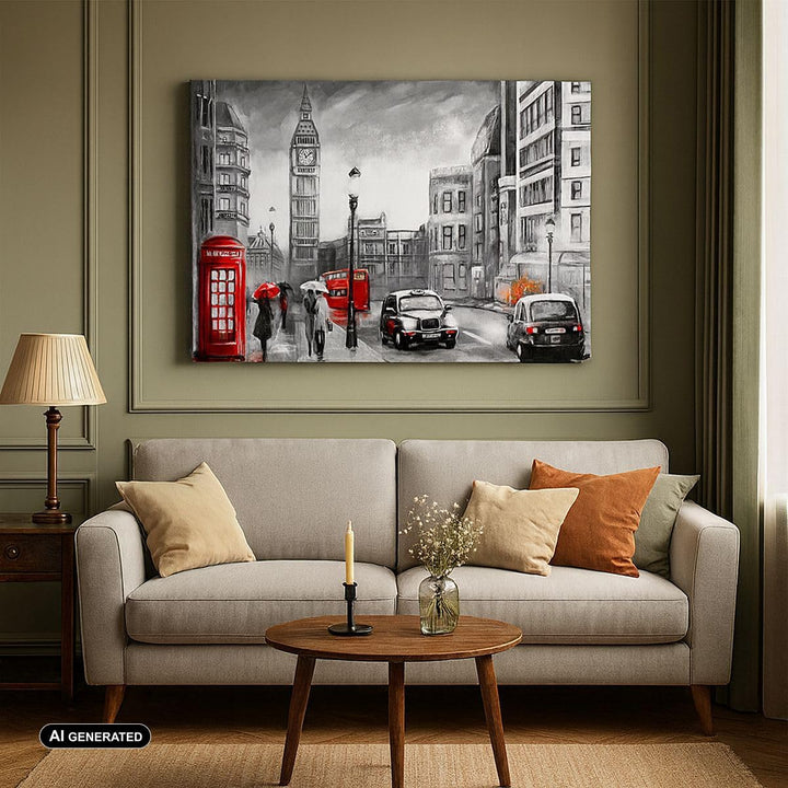ARTTOR Bilder auf Leinwand 100x70cm Leinwandbild mit Rahmen London Bus Gross Wanddeko Bild Schlafzim