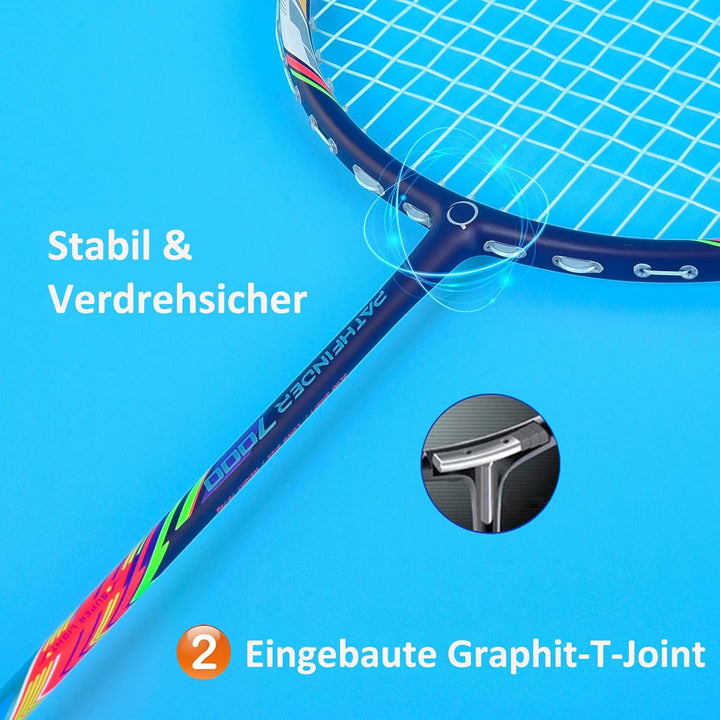 WHiZZ Carbon Badminton Schläger Set, Leichter Graphit Badmintonschläger Federball Set für Training,